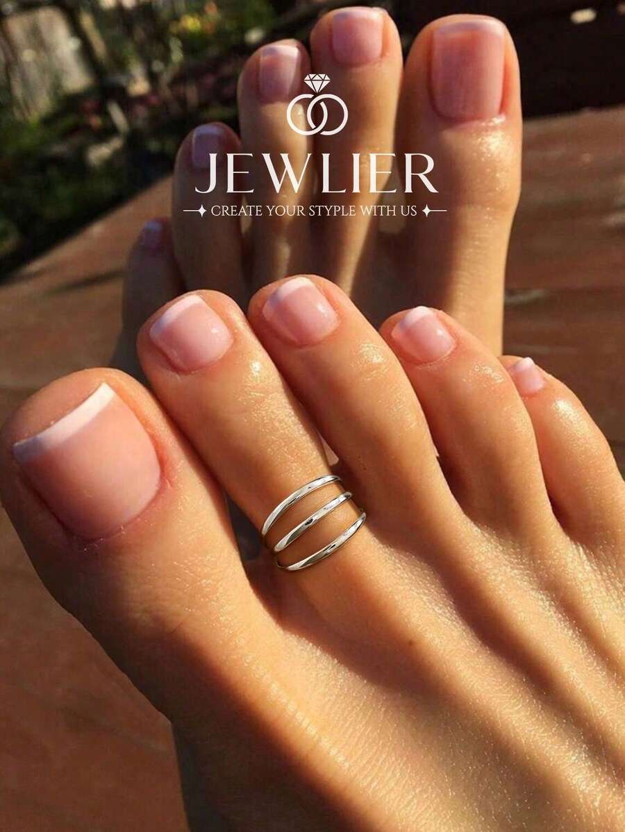 1 buah Cincin Jari Kaki Minimalis, Terbuat Dari [Bahan], Hadiah Perhiasan Wanita Elegan - Cincin kaki tiga lapis yang halus - View 1