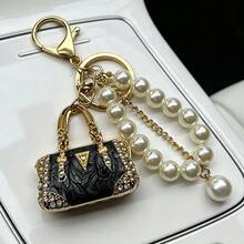 1 Ladies Fashion Metal Key Chain, Beaded Chain Car Key Pendant, Elegant Handbag Accessories, Suitable For Holiday And Birthday Gifts - Old Gold - View 21