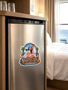 Personalized 2D-Style Design Character Photo Fridge Magnet With Text, Custom Nautical Cruise Ship Refrigerator Magnet, Home Decor Birthday Cruise Vacation Gift, Vacation Gift For Family Friends Home Kitchen Decor, Ocean Voyage Memory Keepsake - Multicolor 3 - View 7