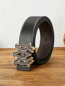 Men's Personalized Buckle Belt, PU Artificial Leather, 47-Inch Large Size, Business Casual, Multi-Color Metal Buckle Belt - Multicolor - View 3
