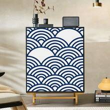 1 Roll Self‑Adhesive Blue Fan‑Shaped Wallpaper, 17.7 Inches * 39.3/118.1/196.8/393 Inches, PVC, Easy‑To‑Clean, Removable, Decor For Kitchens, Workrooms, Desks, Lockers And Furniture Film - Blue - View 3