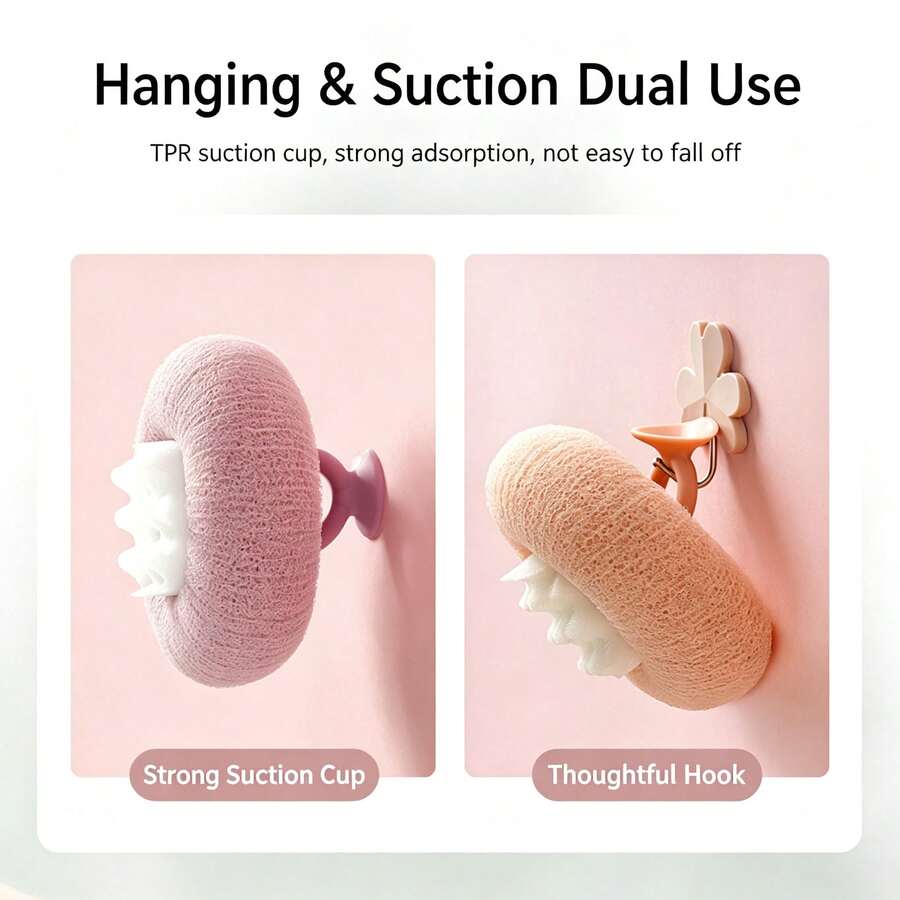 1 Buah Spons Mandi Motif Bunga Matahari - Dilengkapi dengan pengisap vakum yang dapat menempel kuat pada dinding kamar mandi yang halus, sehingga mudah disimpan dan cepat kering.