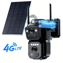 szsinocam 4G LTE Dual Lens Solar PTZ Camera, No WiFi Needed, Dual Live View, Full Color Night Vision, AI Tracking, Two-Way Audio, IP66, For Farm Ranch Remote Area - Black - View 2