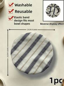 1pc Reusable Bowl Covers Striped Cotton Linen Fabric Elastic Bowl Lid Reusable Food Storage Covers For Salad Bowls Containers Kitchen Food Preservation Dustproof Bowl Wraps 5 Sizes Available - Multicolor - View 16
