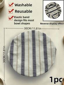 1pc Reusable Bowl Covers Striped Cotton Linen Fabric Elastic Bowl Lid Reusable Food Storage Covers For Salad Bowls Containers Kitchen Food Preservation Dustproof Bowl Wraps 5 Sizes Available - Multicolor - View 11