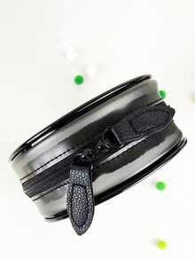 2pcs Black Visible Zipper Hanging Ring Cute Rabbit Ear Storage Bag, Digital Accessories Storage Bag, Hanging Waterproof Storage Bag - Multicolor - View 3