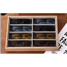 Walnut Wood Eyeglass Storage Box, 8-Slot Eyeglass Storage Tray, High-End Eyeglass Storage Box With Lid, Fashion Eyeglass Storage Tray - Glasses Storage - View 1