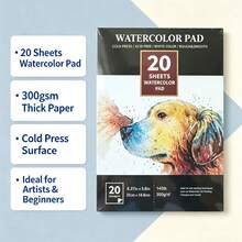Watercolor Pad 20 Sheets 300gsm Cold Press Water Colour Paper Pad, Acid‑Free Sketch Drawing Notebook For Artists Students Beginn - Single Piece - View 4