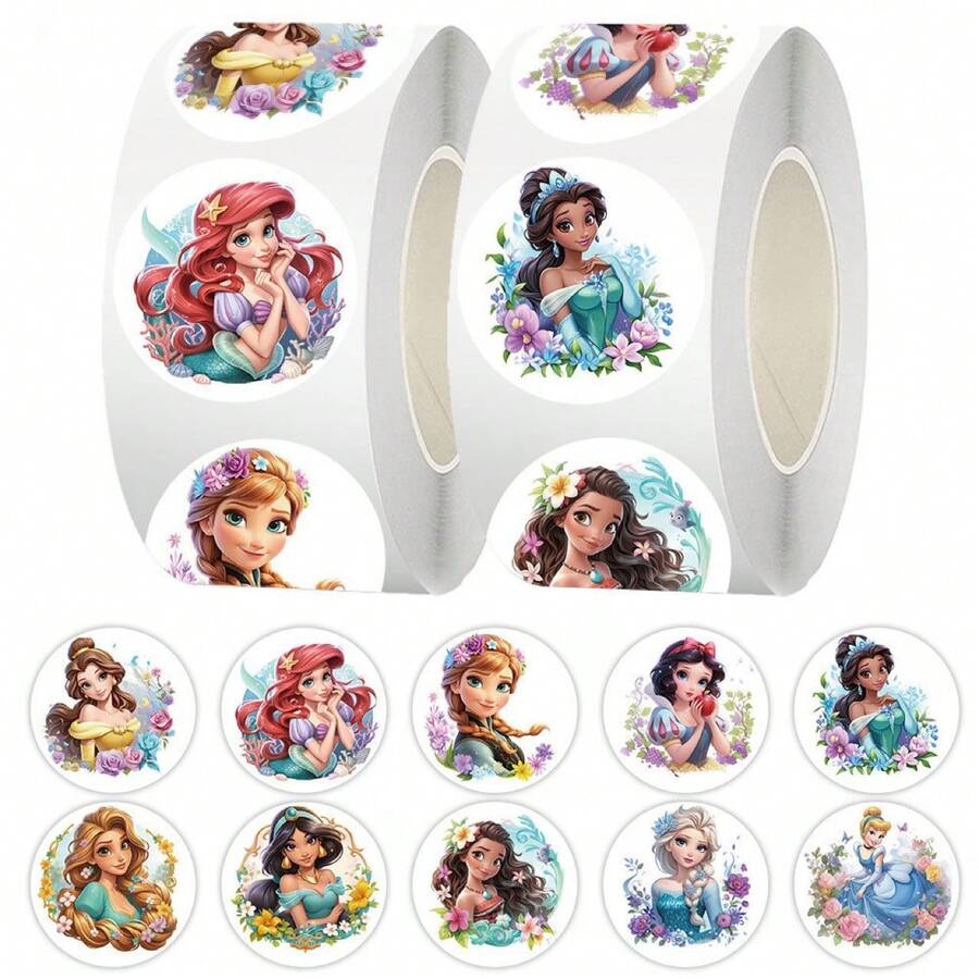asmodee 500pcs Cute Cartoon Princess Decorative Stickers For Kids, Notebook, Planner, Laptop DIY - Multicolor - View 1