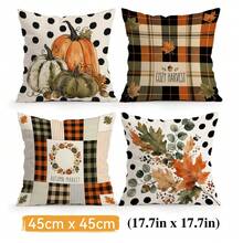 4pcs/1pc Plaid & Polka Dot Autumn Pattern Pillow Covers, Single-Sided Printed Cushion Cases Without Inserts, Suitable For Living Room Bedroom Home Decor, All Season Use - Multicolor - View 17
