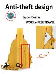 Multifunctional Nylon Crossbody Bag. 3D Multi-Compartment Design, Main Pocket With Front Zipper Pocket And Side Mesh Pockets/Drawstring Pockets, Phone, Wallet, Keys, Water Bottle Each In Its Place; Versatile For Commuting/Cycling/Hiking/Shopping. - Multicolor - View 6