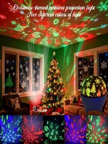 1pc Christmas Projection Light, LED Christmas Starry Sky Projection Light, Featuring Santa Claus, Snowflake, Snowman And Reindeer Pattern Design, Suitable For Christmas Decoration, Home Decor, Ceiling Decoration, Party Decoration And Room Decoration - One Size - View 2