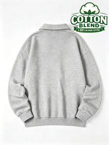 Women's Autumn/Winter New Traceable Cotton Minimalist American Casual Daily Half-High Neck Zipper Sweatshirt, Fashionable Versatile - Dark Gray - View 5