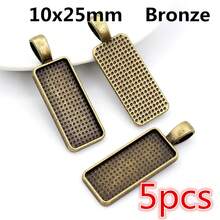 5pcs Rectangle Pendant Cabochon Blank Base Setting Bezel Tray 10x50mm/10X25mm/25x50mm Inner Size Alloy DIY Jewelry Making Accessories - Rectangular Base - View 26