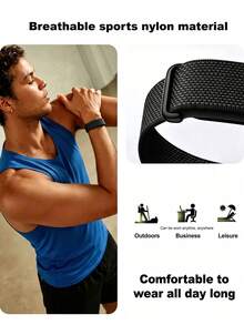 1pc Fashion Casual Black Braided Watch Band, Suitable For Google Air, Durable Braided Nylon Material, Practical Smartwatch Accessory, Breathable Sports Hook And Loop Strap, Suitable For Google Air, Sports Style Design, Watch Band Accessory, Suitable For Daily, Sports, Outdoor, Travel And Party Occasions, Unisex, Ideal Gift For Back To School, Valentine's Day, Anniversary Or Birthday - Black - View 8