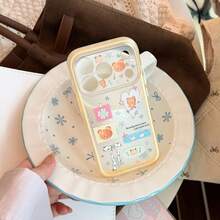 GUCADI Honey Yellow Milk Bear Cute Sticker Phone Case, Compatible With Apple 18 Pro, 17, 14/15, With Milk Yellow Border, Full Coverage Design, Cute, Girly, Creative, Geometric, Cartoon Style, Cute, Niche - Honey Yellow - View 12