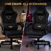 Fabric Gaming Chair With Footrest, Ergonomic Computer Desk Chair With Pocket Spring Cushion Home Office High Back Lumbar Support Heavy Duty Wide - Black - View 7