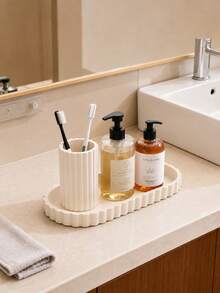 Silicone Vanity Tray Set, Scalloped Edge Decorative Organizer Trays, Multi-Size Bathroom Countertop Storage For Perfume, Makeup & Jewelry - Multicolor - View 7