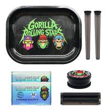Rolling Tray Set, Includes 7.09*5.5 Inch Metal Tray, Double Layer Grinder, 78mm Rolling Machine, 2pcs Storage Tubes And 2 Packs Of Pre-Rolled Papers With Tips. Travel Rolling Tray Set, Perfect For Parties, Home Use, And An Ideal Gift For Smokers, Perfect Gift For Christmas And Halloween - Print - View 13