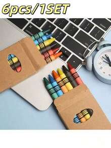 6/12/24pcs (1/2/4 Boxes) Colored Crayons, 6 Mixed Colors - Mini Boxed Crayons With Packaging - Perfect For Classroom, Home Birthday Party And School Teacher Gift (Handmade, Slight Imperfections Do Not Affect Use) - A - View 13