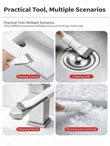 1 Set 2-In-1 Gap Cleaning Brush, Detachable Brush And Scraper Tool With Replaceable Cleaning Pads, Multi-Function Handheld Cleaner For Removing Dirt From Window Tracks, Sinks, Faucets, Floor Drains, And Kitchen And Bathroom Corners - A - View 11