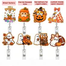 1 cái dây đeo thẻ ID co rút acrylic hình mèo, ngỗng trắng, ma trong bộ sưu tập bí ngô, quà tặng Halloween (kiểu dáng và màu sắc ngẫu nhiên) - Nhiều màu - Xem 1
