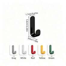 3/6/12/24pcs Wall Mounted Adhesive Hooks, Compact Space-Saving Design, Strong Adhesion Resistant To Falling Off, Damage-Free Installation Without Glue Residue - Multicolor - View 3