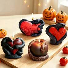 4pcs Halloween Heart & Snake Silicone Molds, Halloween Decorative Element Plaster Silicone Molds - White - View 2