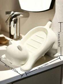 2/1pc Self-Draining Plastic Soap Dish Set, No-Drill Adhesive Wall-Mounted Soap Holder, Quick-Dry, Creative Design, Cute And Playful, Sturdy And Stable, Easy To Clean, High Aesthetic, Home Use, Fun Design, Suitable For Bathroom Sink, Bathtub And Shower, Quick-Drying Soap Tray With Storage, Kitchen Countertop And Washbasin Home Bathroom Accessory - Multiple Colors and Styles - View 5