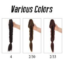 Brown-Black 16-Inch Hand-Braided Ponytail Extension, With Claw Clip, Suitable For Women - Multicolor - View 3