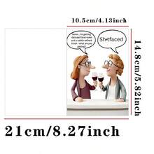 1pc Funny Wine Tasting Greeting Card With Envelope, Humorous "Drunk" Ceramic Figurine Design, Very Hilarious Birthday And Friendship Card Suitable For Wine Lovers, Good Friends And Sisters - A - View 2