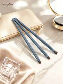 3pcs Precision Blade Eye Makeup Brush Set, Ultra-Fine Angled Eyebrow, Eyeliner, Aegyo-Sal Brushes, Portable Travel Makeup Tools For Girls, Gift - Multicolor - View 1