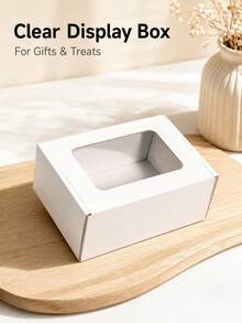 1/5/10pcs Rectangular Kraft Paper Gift Boxes With Transparent Window, Mini Gift Boxes For Baking, Candy, Chocolate, Jewelry Display, Suitable For Wedding Favors, Bridal Shower, Bachelorette Party, Bridesmaid Invitation And Birthday Party Decoration - White - View 5