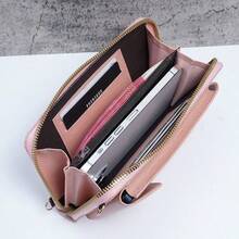 2026 Minimalist New Fashion Korean Style One Shoulder Crossbody Bag Large Capacity Women Long Wallet Solid Color Phone Bag - Multicolor - View 2
