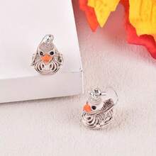1 Pair Halloween Skeleton Duck Resin Women Fashion Dangle Earrings - White - View 5