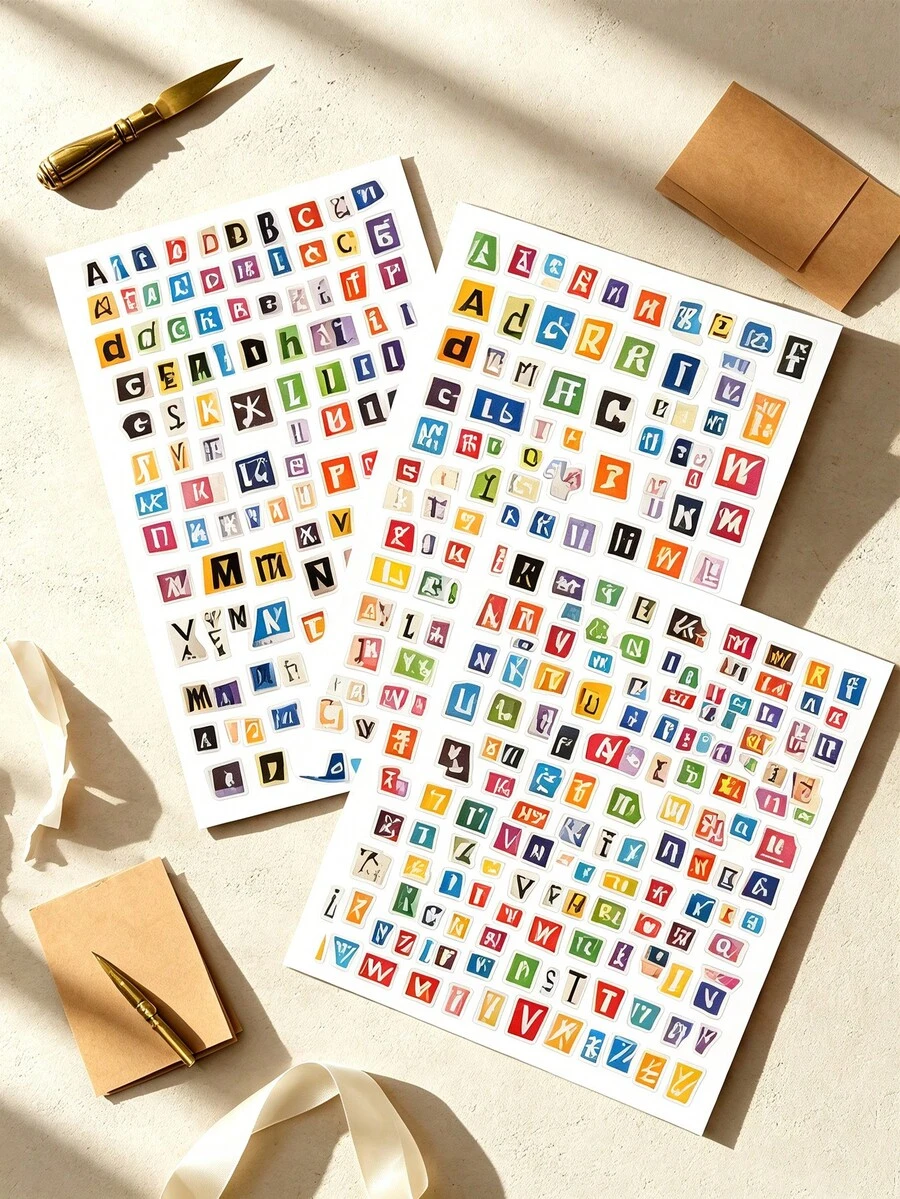 6/4/2pcs Magazine Letter Stickers, Vintage Scrapbook Letters, Reusable ...
