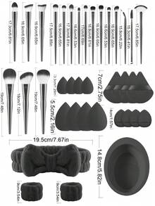 38/24/18pcs Makeup Brush Set, 18-Piece Makeup Brush Set With Multiple Sizes, Soft Bristles, Fluffy, Skin-Friendly, Non-Irritating, Even Powder Pickup, No Flying Powder, Easily Create Full Face Makeup Look - Black - View 10