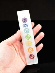 Translucent Gypsum 7 Chakra Long Slab Natural Gypsum Stone Ornament Yoga Meditation Crystal Stone Board Desktop Decor Craft - Gypsum Seven Chakra Plate - View 6