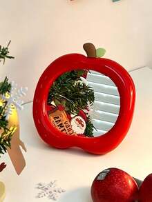 Apple 3D Desktop Makeup Mirror, Fashionable Round Cute Design, Exquisite Details, High-Definition Mirror Without Distortion, Suitable As Holiday Gift For Family And Friends - Multicolor - View 3