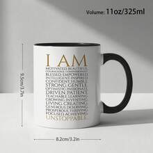 Positive Affirmation Coffee Mug, I Am Unstoppable Inspirational Word List Printed Ceramic Cup, Encouragement Motivational Gift For Women Friends Birthday Holiday Present - Multicolor - View 8