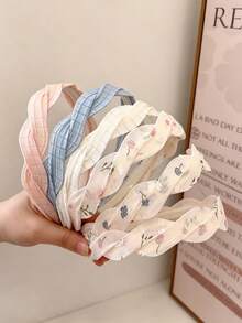 3pcs Women's Striped Rabbit Ear Bow Headbands, Sweet Color Knotted Headbands, Suitable For Daily Wear - Multicolor - View 14