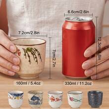 YOLIFE 4/6pcs 150ml Ceramic Tea Cup Set, Underglaze Craft, Japanese Style Tea Cup, Middle Eastern Coffee Cup, Espresso Cup, Suitable For Home Daily Use, Party Gathering, Guest Reception, Best Gift For Tea Lovers - Multicolor - View 10