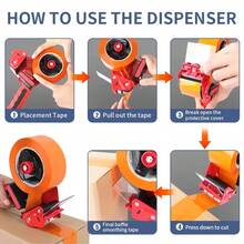 1pc Packing Tape Gun Set With 30m Tape, Handheld Packaging Tape Dispenser, Metal Cutter, Carton Sealing Tool, Suitable For Home Moving, Warehouse, Office And Express Packaging - Sets - View 7