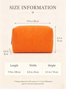 1pc Embroidered Corduroy Makeup Bag, Jewelry Storage Pouch, Customizable Letter Pattern, Personalized Bridesmaid Gift, Cute Travel Toiletry Bag, Unique Birthday Gift - Multicolor - View 9