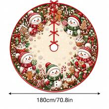 1件裝薑餅糖果甜點雪人圖案聖誕樹裙，優雅配色節日裝飾，5種尺寸，中性節日禮物，適用於居家與派對聖誕家居裝飾 - 薑餅糖果甜點雪人 - 查看 11