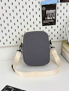 Children's Casual Colorblock Small Crossbody Bag, Lightweight Nylon Sling Bag, Minimalist Student Daily Phone Square Pouch - A - View 5