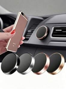 /2pcs Car Round Magnetic Phone Holder, Strong Magnetic Suction, Multi-Angle Adjustable, Dashboard Adhesive Installation, Convenient For Driving Navigation And Calls, Doesn't Block Driver's View, Magnetic Design, Quick Phone Attachment And Removal, Practical Car Navigation Accessory - Multicolor - View 3