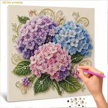 DIY Pearl Art Painting Kit 11.8 X 11.8 Inches - Colorful Hydrangea Bouquet Design, Includes Round Pearls, Shiny Gems, Clear Symbols, Complete Tool Set And Extra Pearls, Halloween And Christmas Gift - A - View 8