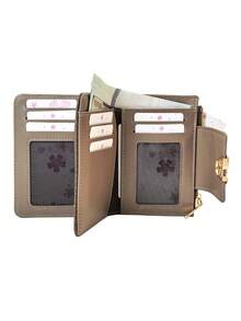 Women's Vintage Straw-Woven Texture PU Short Multi-Function Wallet, Large Capacity Card Holder With Exquisite Metal Flower Logo, Casual Wristlet Bag Suitable For Various Occasions - Multicolor - View 2