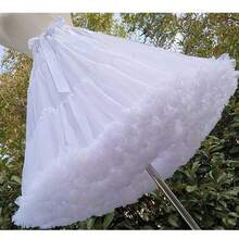 一件式 A 字裙擺蘿莉塔襯裙，輕量白色荷葉邊裙襬，可愛哥德風 Y2K 街頭風，萬聖節服裝襯裙 - 白色 - 查看 2
